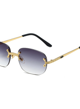 2025跨境金属无框方形2023新款太阳镜朋克个性街拍小眼镜墨镜男