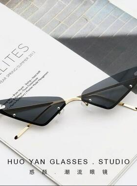 2025欧美时尚猫眼太阳镜个性三角女士太阳眼镜跨境海洋色墨镜潮