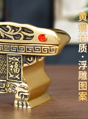 纯摆件黄铜元宝贡台佛前桌子铜酒杯座供桌敬台供水杯桌连杯子套装