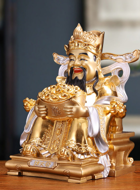 纯黄铜彩绘财神爷铜佛像