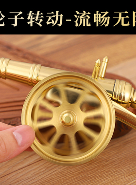 纯黄铜大炮把玩模型摆件金属迷你