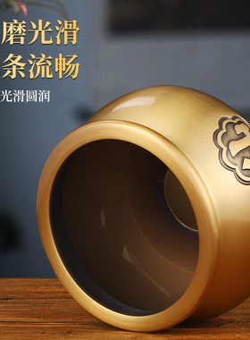 纯供奉黄铜合金钱袋盘香炉财神爷