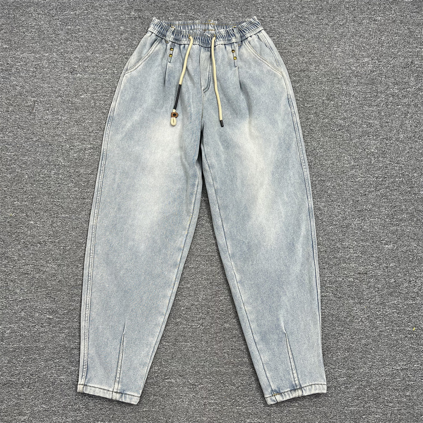 加绒加厚牛仔裤男秋冬新款痞帅潮流水洗复古小脚裤弹力宽松哈伦裤,淘宝优惠券,粉丝福利购,淘宝优惠卷