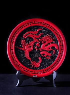 金乌炭雕龙凤呈祥高档轻奢摆件