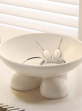 简约奶油风卡通可爱陶瓷高脚托盘