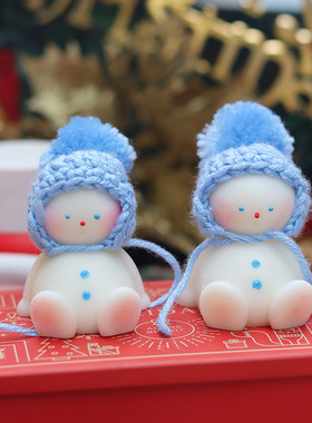 超可爱毛线帽子雪人香薰蜡烛礼品