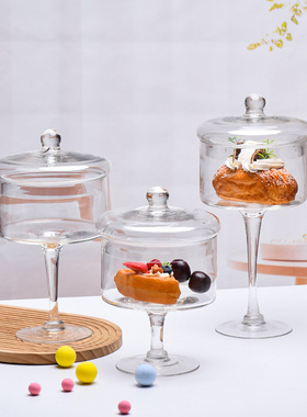 欧式玻璃防尘高脚糖果罐婚庆用品