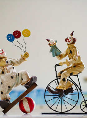 欧式复古马戏团小丑手办桌面摆件