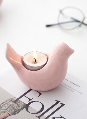 直径3.5CM小鸟陶瓷香薰蜡烛烛台