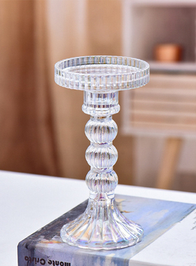 欧式彩色玻璃首饰收纳蜡烛托盘