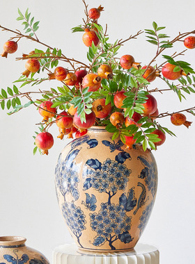 新中式黄色青花陶瓷花器插花瓶