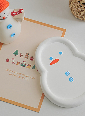 圣诞节石膏雪人蜡烛托盘装饰摆件
