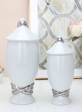 浮雕大号陶瓷将军坛装饰罐装饰品