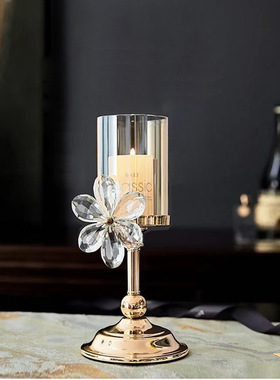 高级感人造水晶蜡烛烛台装饰摆件