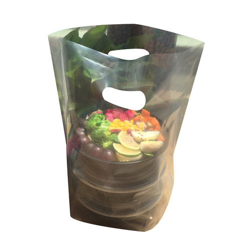 透明塑料袋沙拉外卖打包袋甜品烘焙包装袋加厚手提袋轻食小吃袋子 - 图3