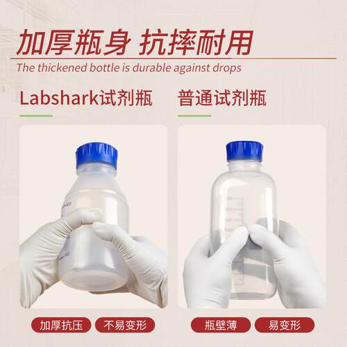Labshark实验室塑料蓝盖试剂瓶PP广口透明方瓶丝口瓶250/500mL - 图2
