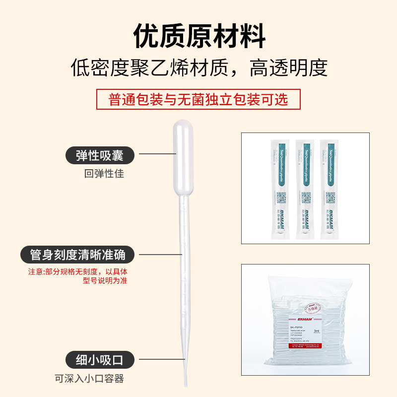 比克曼生物一次性塑料滴管无菌巴氏吸管实验室带刻度123510mL毫升 - 图0