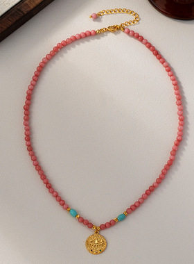 IceChic原创天然石串珠小众恶魔之眼项链国潮新中式优雅锁骨链女