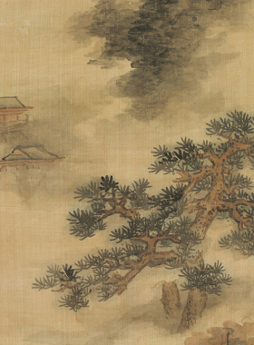 高清复刻明末蓝瑛楚山秋霁图仿米芾云山画法国画山水画微喷装饰画