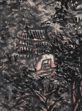 高清复制黄宾虹青城山图山水画
