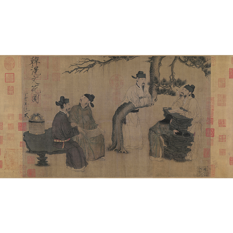 1:1周文矩文苑图工笔人物画国画艺术微喷古代名画复制品装饰画-图3