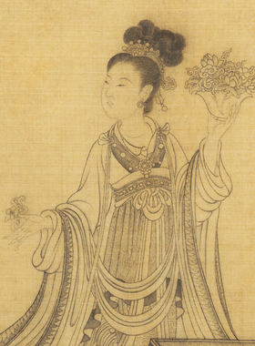 高清复制帛王振鹏维摩不二图白描