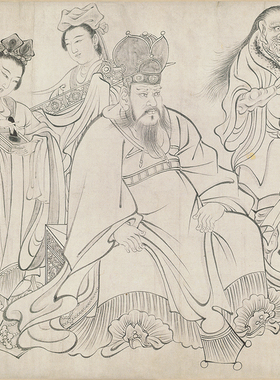 高清复制吴道子送子天王图白描