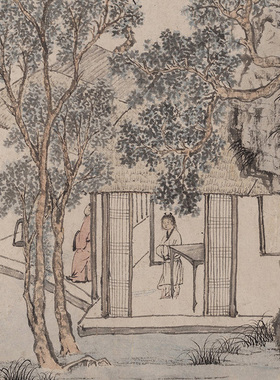 高清复刻文征明丛桂斋图园林小景