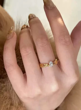 镶钻麦穗戒指简约精致时尚百搭个性女气质小众设计食指戒生日礼物