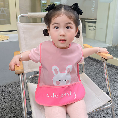 宝宝无袖吃饭罩衣夏季薄款儿童防水围裙幼儿园反穿衣婴儿围兜饭兜 - 图2