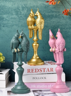 北欧情侣鹦鹉客厅装饰摆件电视柜