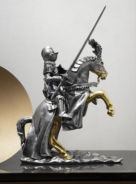 欧洲中世纪复古骑士盔甲摆件雕塑