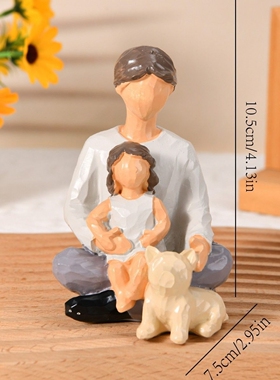现代简约三口之家温馨人物雕塑