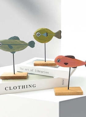 地中海海洋风格木质小鱼摆件摆件