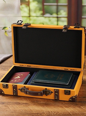 欧式皮革复古手提箱收纳储物木箱