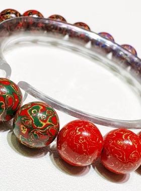 大漆珐琅彩工艺朱砂手串高含量手链女款个性简约手链生日礼物