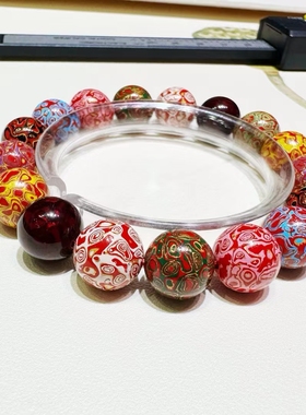 新款原创大漆珐琅彩高含量朱砂手串高级感时尚百搭设计感生日礼物