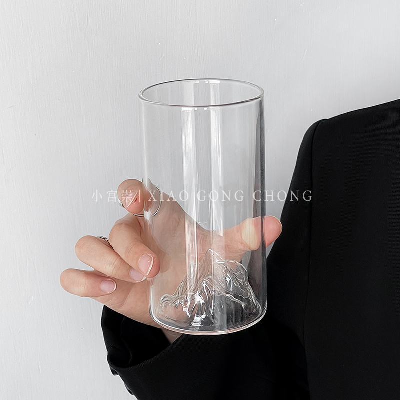 日式复古富士山玻璃杯山河观山杯家用高硼硅喝水杯雪山杯咖啡杯子 - 图3