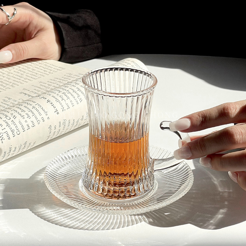 土耳其咖啡杯碟套装欧式花茶杯红茶杯专用配碟网红玻璃杯下午茶杯-图1