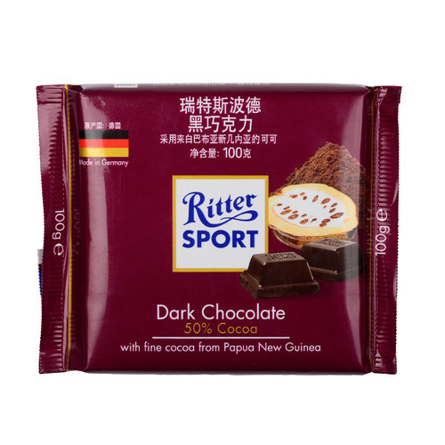 瑞特斯波德黑巧克力零食100克/块 - 图0