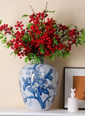 Edelweiss 复古东方 青花瓷花瓶摆件手绘 高级 轻奢陶瓷花瓶