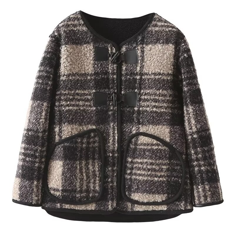 秋冬小香风加绒毛呢外套女2025新款大码女装胖mm宽松显瘦休闲上衣,淘宝优惠券,粉丝福利购,淘宝优惠卷