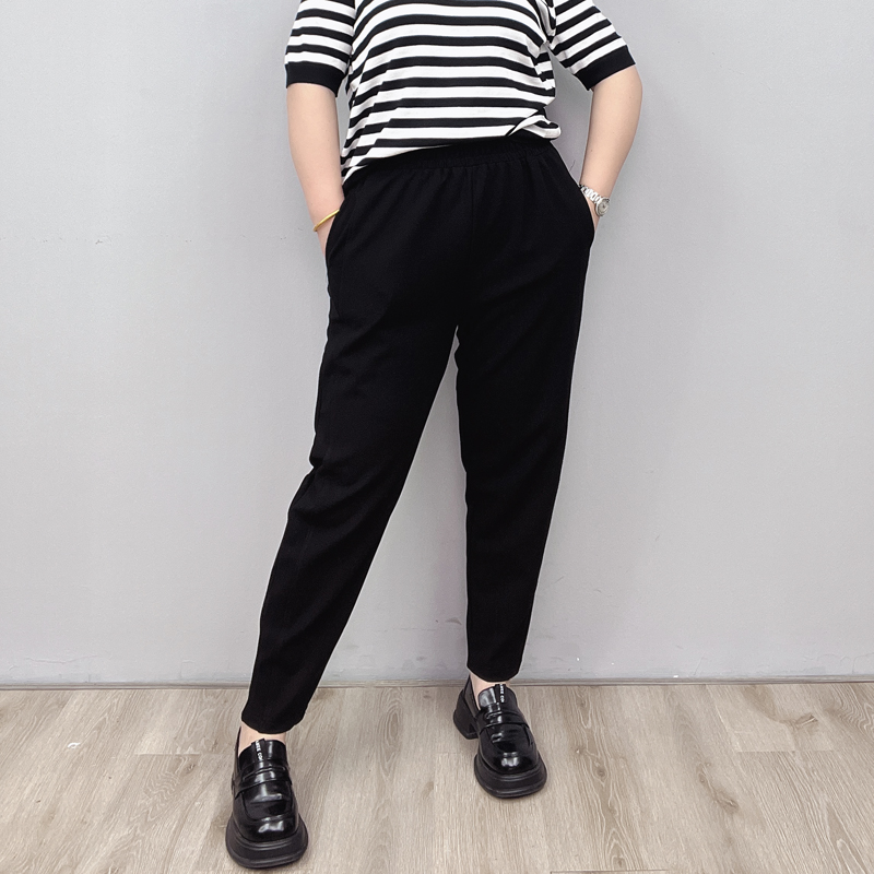 黑色九分哈伦裤女春秋夏季宽松大码胖mm显瘦薄款高腰休闲萝卜裤子,淘宝优惠券,粉丝福利购,淘宝优惠卷