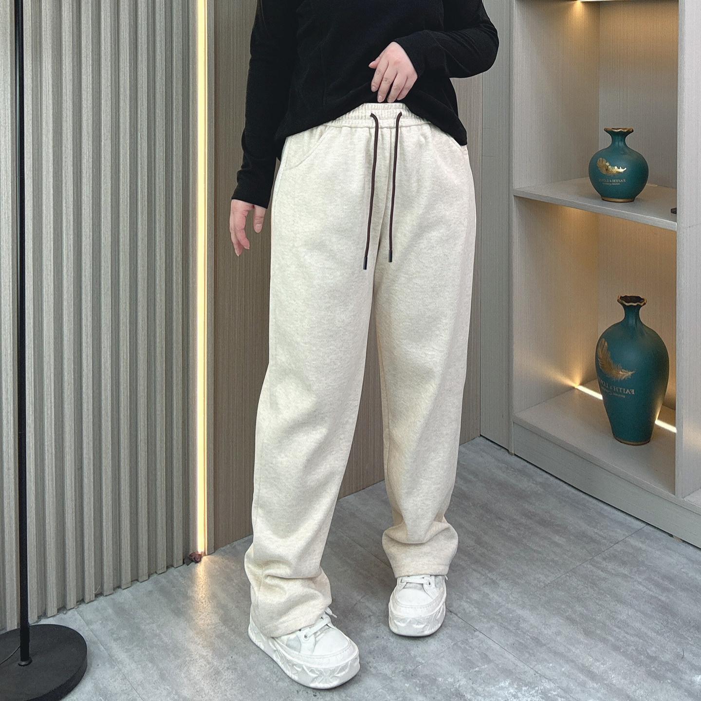 大码女装秋冬新款宽松休闲松紧腰加绒加厚保暖直筒裤长裤子阔腿裤,淘宝优惠券,粉丝福利购,淘宝优惠卷