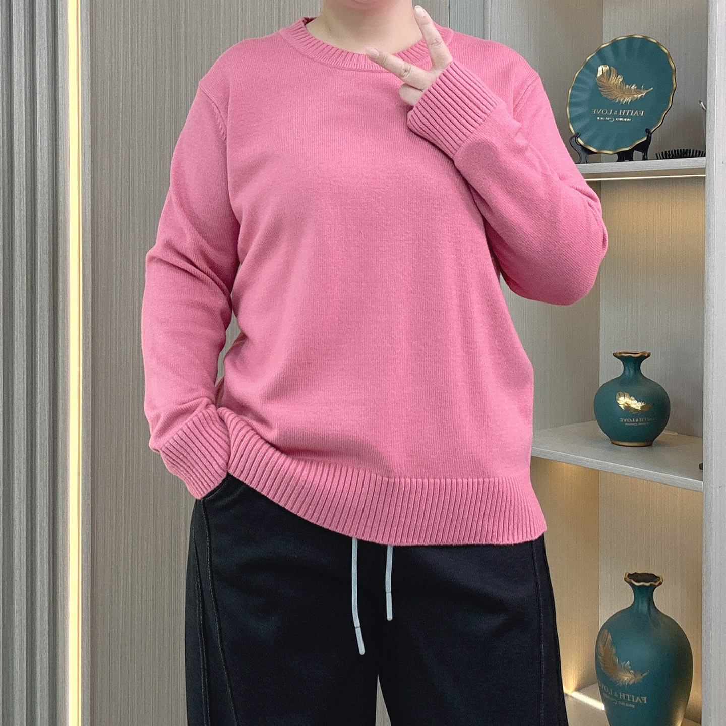 大码女装正肩圆领基础简约秋冬纯色针织毛衣胖mm慵懒风内搭打底衫,淘宝优惠券,粉丝福利购,淘宝优惠卷