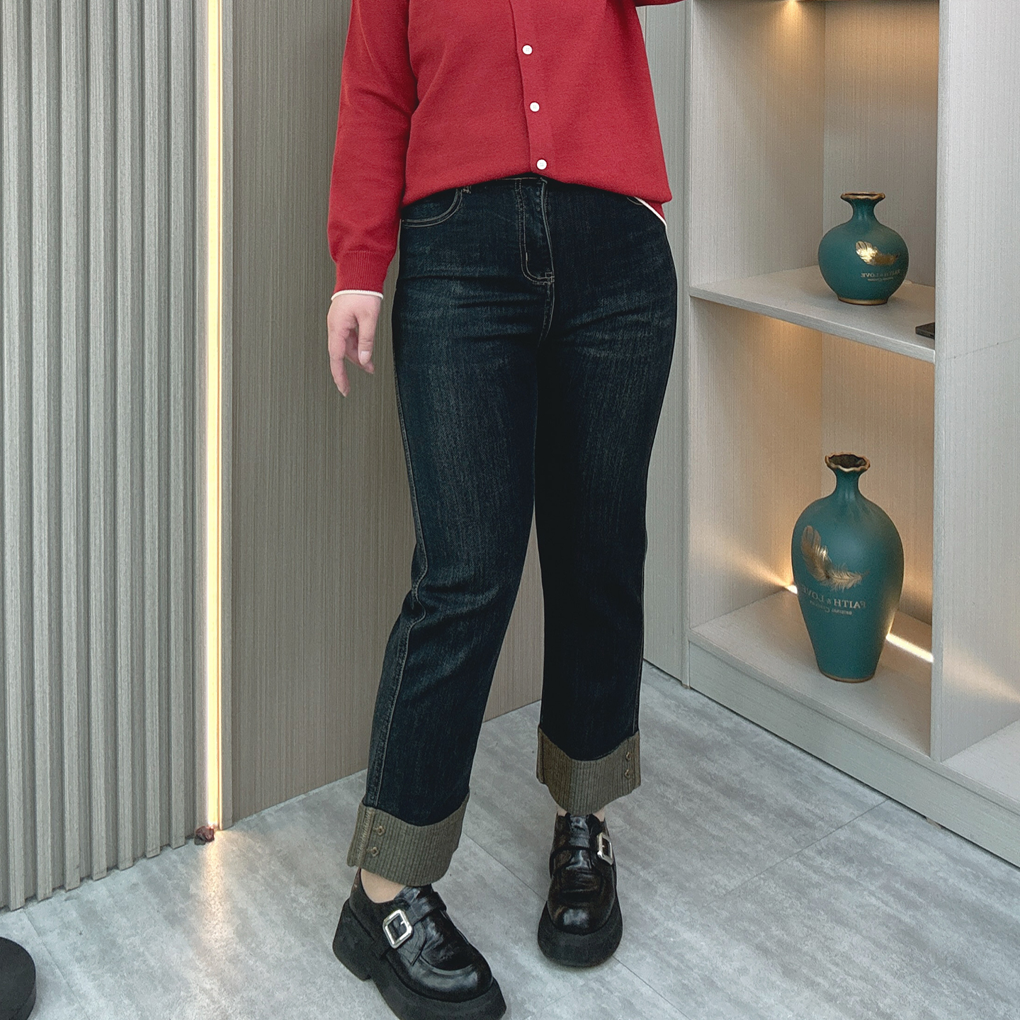 大码烟管裤女2025年秋装新款胖mm高腰显瘦爆款直筒牛仔裤九分裤子 - 图2