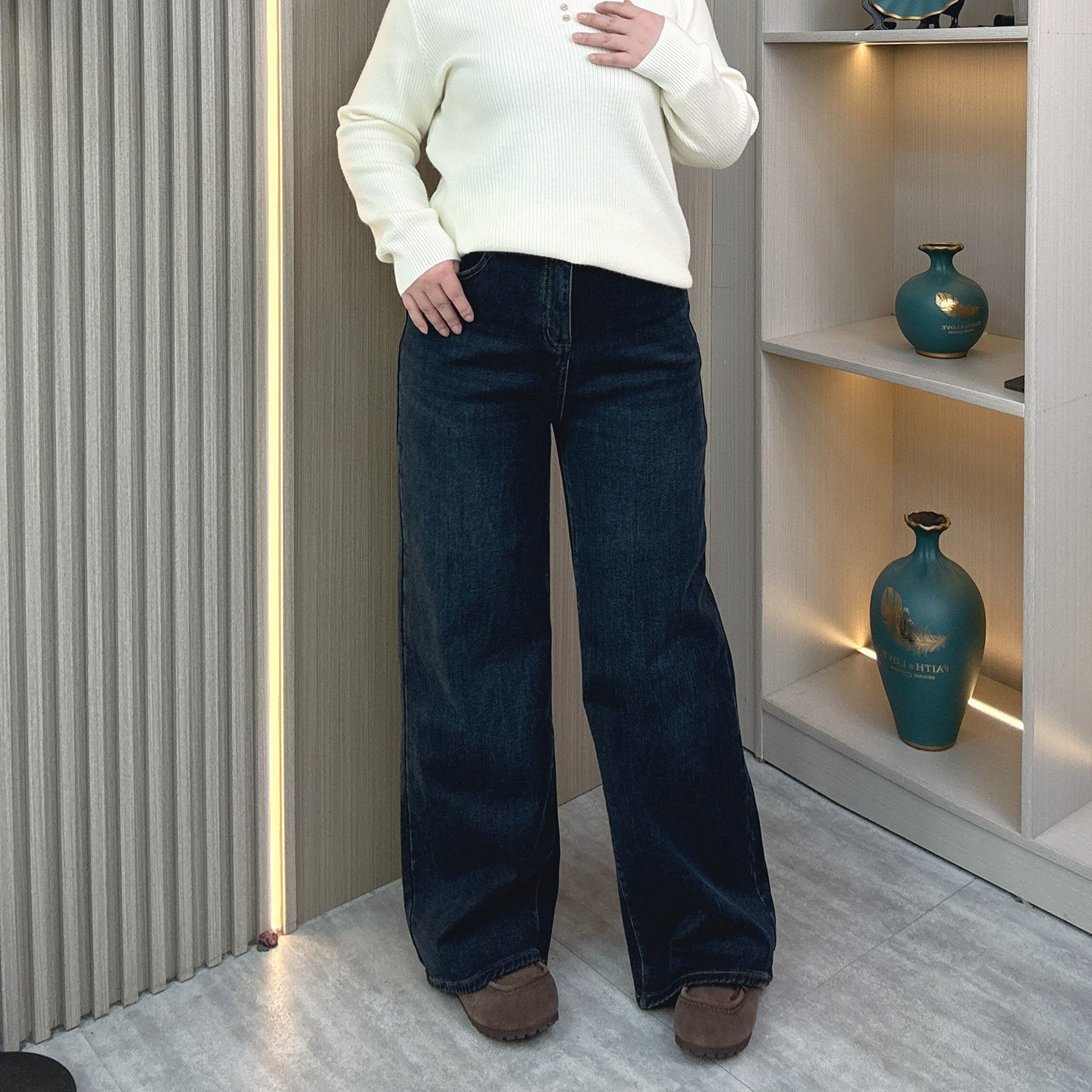 加绒加厚阔腿牛仔裤女2025新款秋冬大码胖mm长裤宽松高端直筒裤子,淘宝优惠券,粉丝福利购,淘宝优惠卷