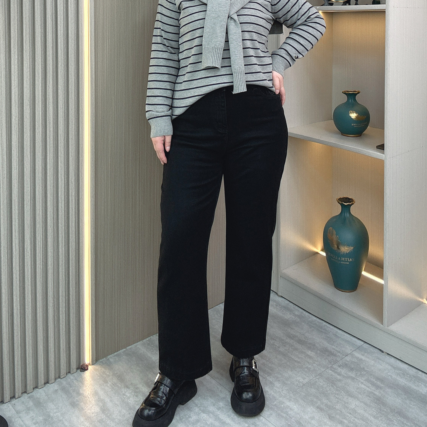 窄版直筒牛仔裤女2025秋冬新款胖妹妹mm高腰弹力显瘦加绒微喇裤子,淘宝优惠券,粉丝福利购,淘宝优惠卷