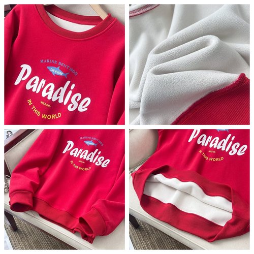 大码女装2025年秋冬新款加绒卫衣女胖mm宽松显瘦休闲长袖套头上衣 - 图3