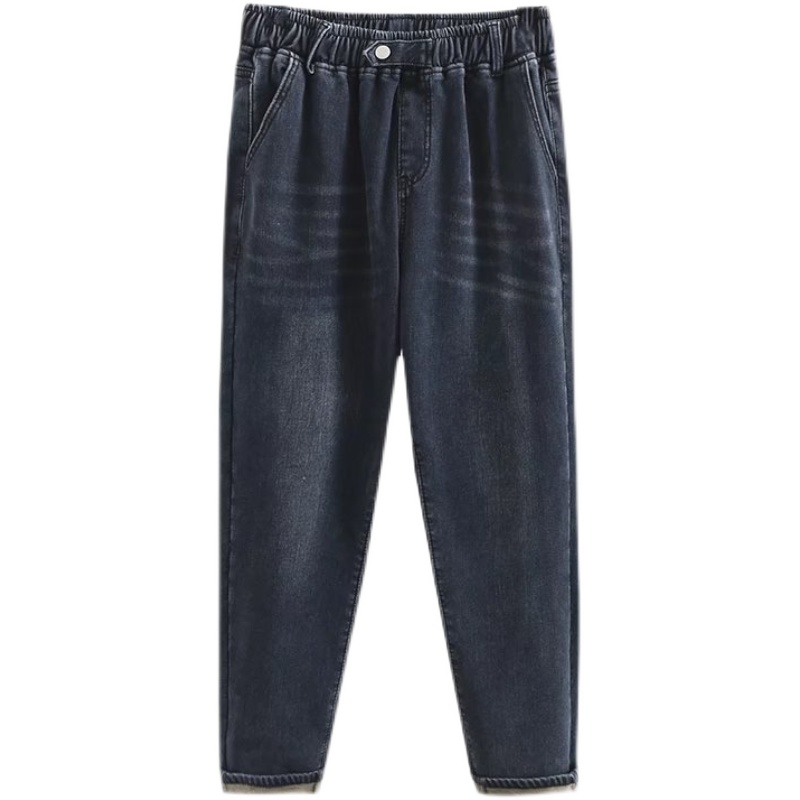 松紧腰加绒牛仔裤女大码胖mm宽松秋冬季保暖哈伦裤高腰显瘦老爹裤,淘宝优惠券,粉丝福利购,淘宝优惠卷